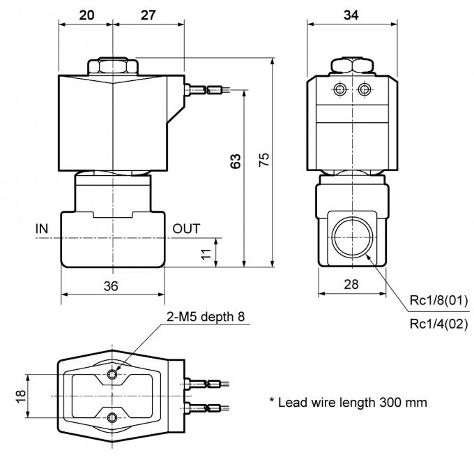 Maß von CKD-Art AB31-Reihen-Magnetventil: