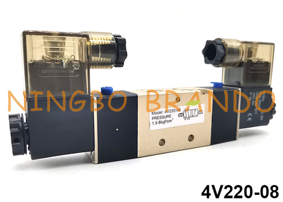 4V220-08 Airtac Art Weise DC24V AC220V des Doppelt-Spulen-pneumatische Magnetventil-5/2