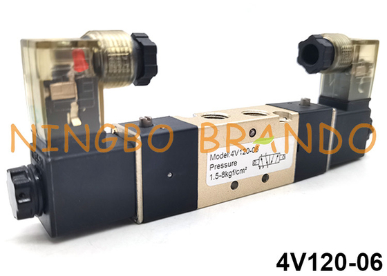 4V120-06 Airtac Art Weise 24VDC 220VAC des Doppelt-Spulen-pneumatische Magnetventil-5/2