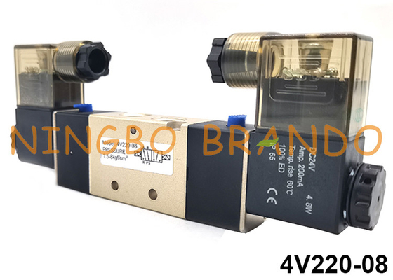 4V220-08 5/2-Wege-Airtac-Typ Pneumatisches Doppelmagnetventil 24V 110V 220V
