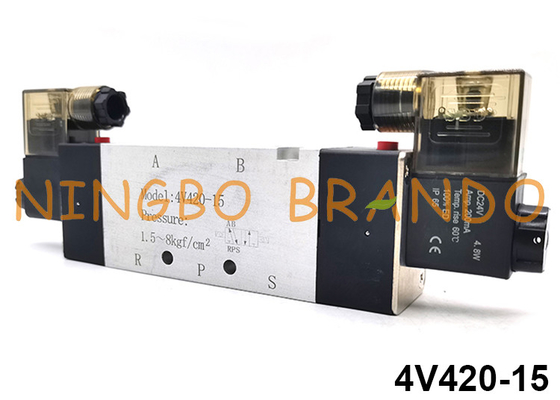 4V420-15 Airtac Typ 5/2-Wege-Doppelspulen-pneumatisches Magnetventil 24V 220V