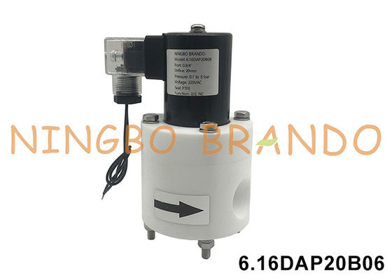 3/4' PTFE Korrosionsschutzventil Magnetventil Säure Alkali Chemikalienbeständig 24V 110V 220V