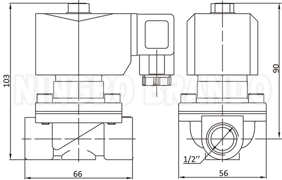 2W160-15 1/2' 2 Way NC Messing-Solenoidventil mit IP65-Spule 24V 220V