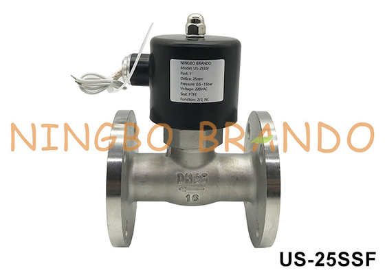 DN25 Flansche Warmwasserdampfmagnetventil aus Edelstahl 1'' 220VAC 24VDC