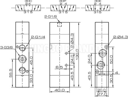 4A330C-10 4A330E-10 4A330P-10 Pneumatisches Luftpilotenventil 3/8&quot;