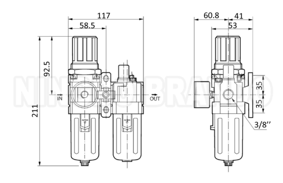 AC3010 1/4' 3/8' Luftfilterregulator Schmierstoff FR.L Kombination