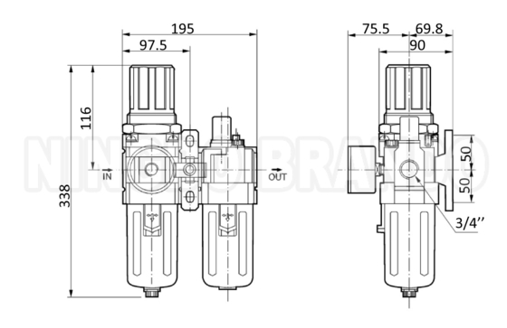 AC5010-06 AC5010-10 SMC-Typ Luftfilter-Pneumatikkombination F.R.L. Einheit