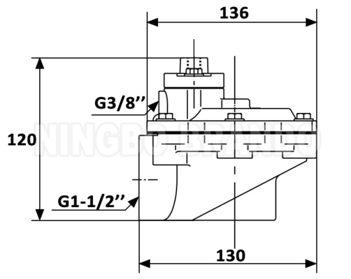 G353A046 Rechtswinkel 1-1/2' Fernsteuerventil für Staubsammler