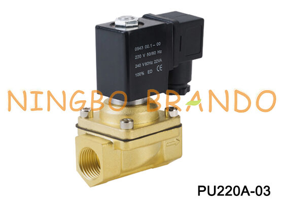 PU220A-03 3/8'' Shako Typ 2 Wege NC Messing Magnetventil 24V 110V 220V