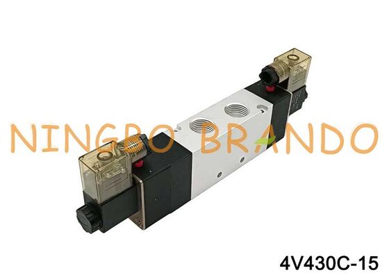 Airtac Typ 4V430C-15 Magnetluftventil 5/3 Wege 4V400 Serie