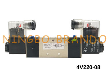 BSPT 1/4&quot; 4V220-08 AirTAC Art pneumatisches Magnetventil-Doppelt-elektrisches Warnlicht DC24V