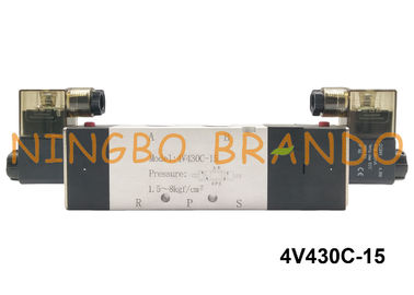 Pint 1/2“ 4V430C-15 Airtac Art Weise AC110V AC220V des Abschluss-Mitte-Rückseiten-Magnetventil-5/3
