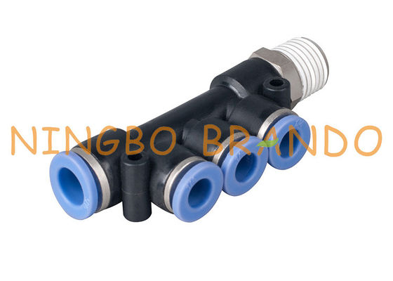 1/4&quot; 8mm Niederlassungs-dreifacher Stoß Schnellkupplungs-zu den pneumatischen Schlauch-Installationen