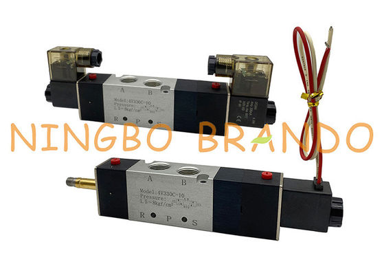 4V330C-10 Weisen-doppeltes Solenoid-pneumatisches Luftregulierungs-Steuerventil 3/8 Zoll-5/3