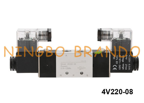 4V220-08 Airtac Art pneumatische Weise 12VDC 24VDC des Magnetventil-5/2