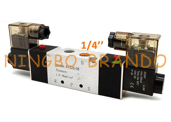 4V320-08 Weisen-doppelte Spulen-pneumatisches Magnetventil 1/4 Zoll-5/2