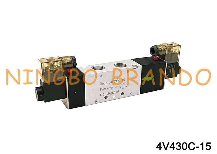 Airtac Typ 4V430C-15 Magnetluftventil 5/3 Wege 4V400 Serie