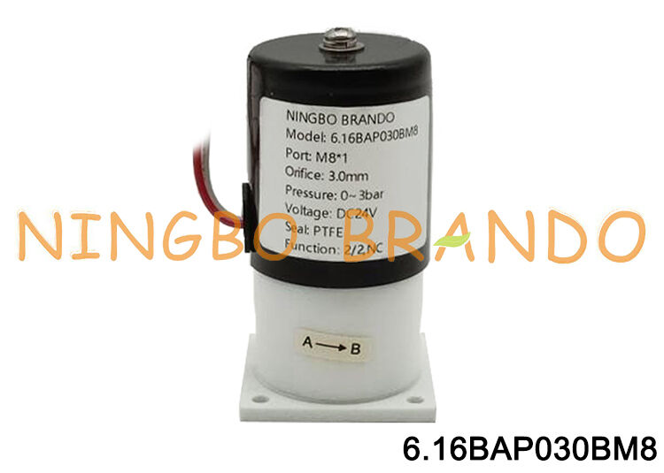 M8×1 Acid Alkali Corrosive PTFE Solenoid Valve 3mm Isolation Valve