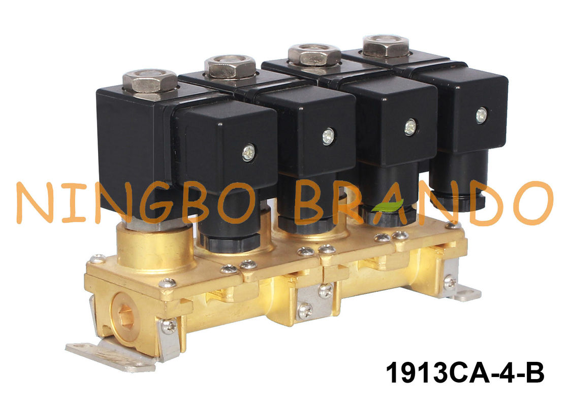 4 Gruppen-Messingmagnetventil-Multi-Hafen 1/8&quot; 1/4&quot; stapeln 24V 220V