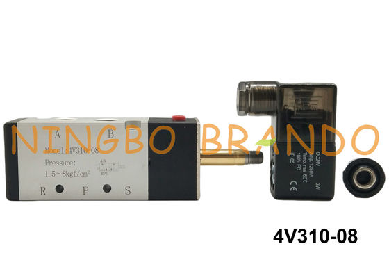 BSP 1/4" 4V310-08 AirTAC Type Pneumatic Solenoid Valve 5/2 Way Single Solenoid DC12V DC24V