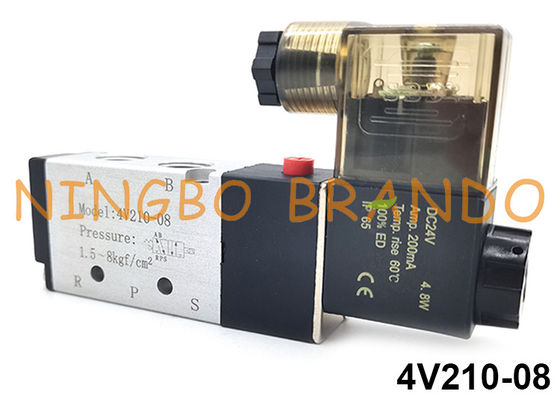 4V210-08 5/2-Wege-Airtac-Typ pneumatisches Einzelmagnetventil 24 V 110 V 220 V