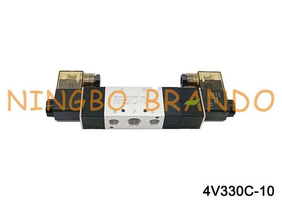 AIRTAC Typ 4V330C-10 Magnetventil 5/3 Wege Pneumatikventil mit geschlossener Mitte 3/8 Zoll