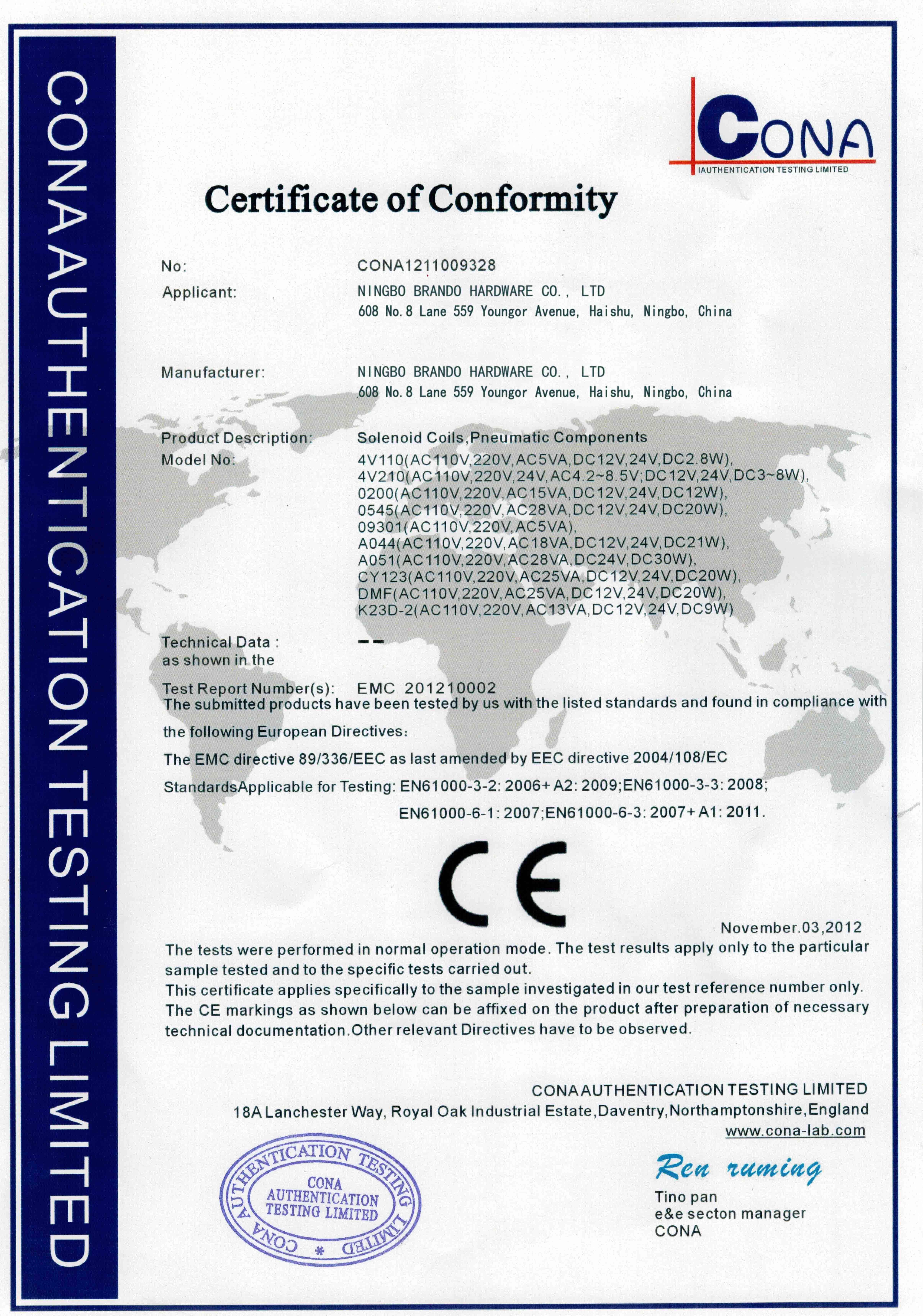 China Ningbo Brando Hardware Co., Ltd Zertifizierungen